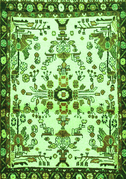 Animal Green Traditional Rug, tr4343grn