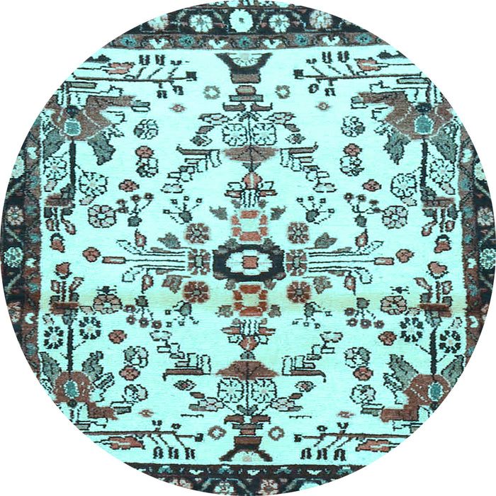 Round Animal Light Blue Traditional Rug, tr4343lblu