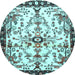 Round Animal Light Blue Traditional Rug, tr4343lblu