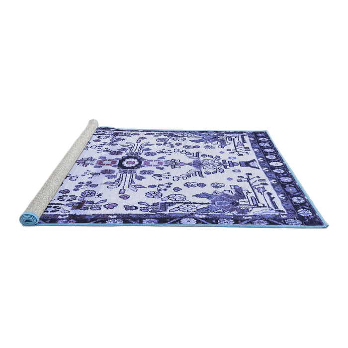 Sideview of Machine Washable Animal Blue Traditional Rug, wshtr4343blu