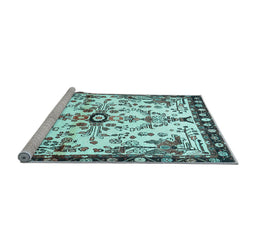 Sideview of Machine Washable Animal Light Blue Traditional Rug, wshtr4343lblu