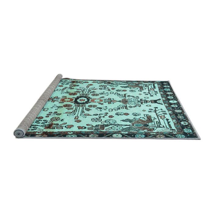 Sideview of Machine Washable Animal Light Blue Traditional Rug, wshtr4343lblu