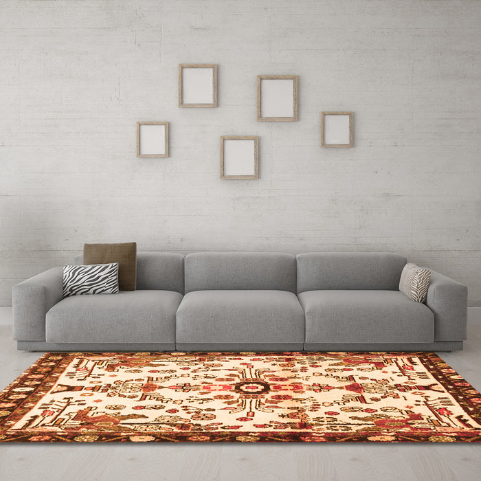 Machine Washable Animal Orange Traditional Area Rugs in a Living Room, wshtr4343org