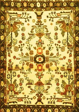 Animal Yellow Traditional Rug, tr4343yw