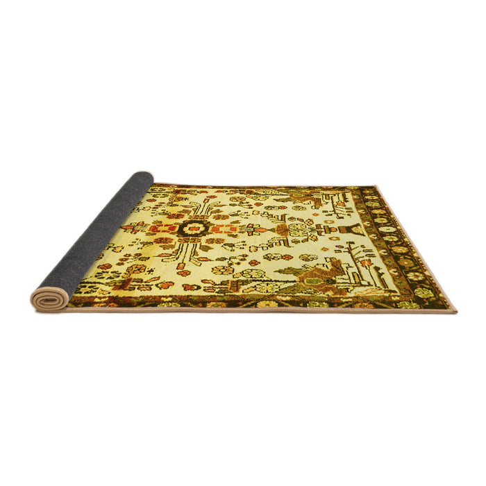 Sideview of Animal Yellow Traditional Rug, tr4343yw