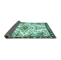 Sideview of Animal Turquoise Traditional Rug, tr4343turq