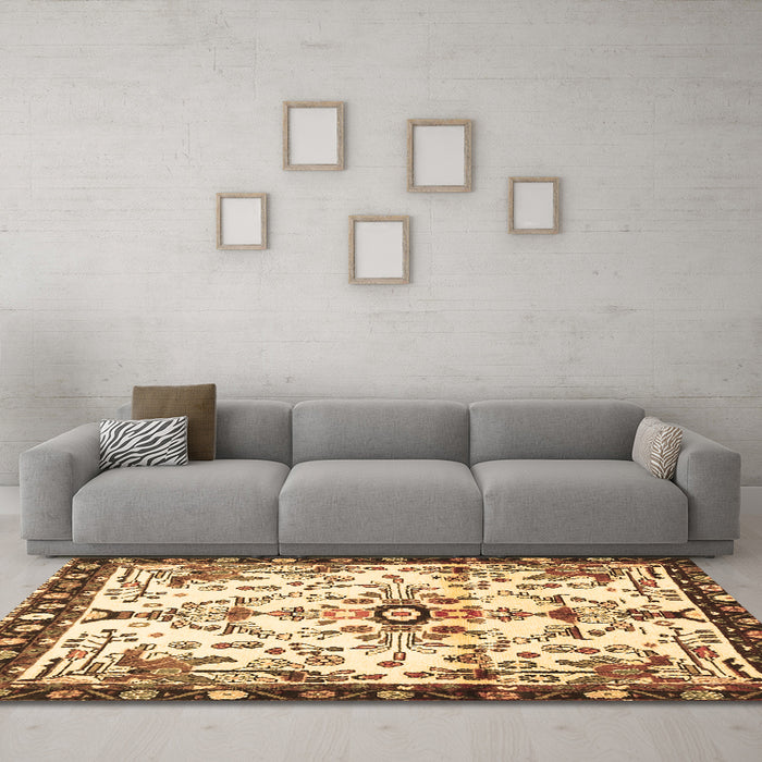 Machine Washable Animal Brown Traditional Rug in a Living Room,, wshtr4343brn