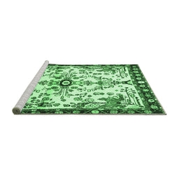 Sideview of Machine Washable Animal Emerald Green Traditional Area Rugs, wshtr4343emgrn