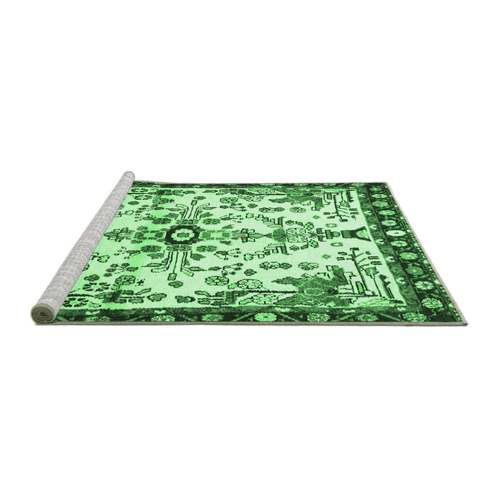 Sideview of Machine Washable Animal Emerald Green Traditional Area Rugs, wshtr4343emgrn