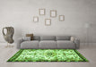 Machine Washable Animal Green Traditional Area Rugs in a Living Room,, wshtr4343grn