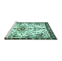 Sideview of Machine Washable Animal Turquoise Traditional Area Rugs, wshtr4343turq