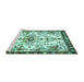 Sideview of Machine Washable Animal Turquoise Traditional Area Rugs, wshtr4343turq