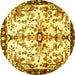 Round Animal Yellow Traditional Rug, tr4343yw