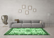 Machine Washable Animal Emerald Green Traditional Area Rugs in a Living Room,, wshtr4343emgrn