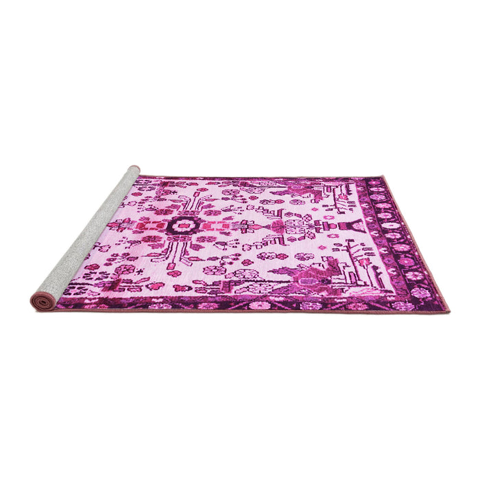 Sideview of Machine Washable Animal Pink Traditional Rug, wshtr4343pnk