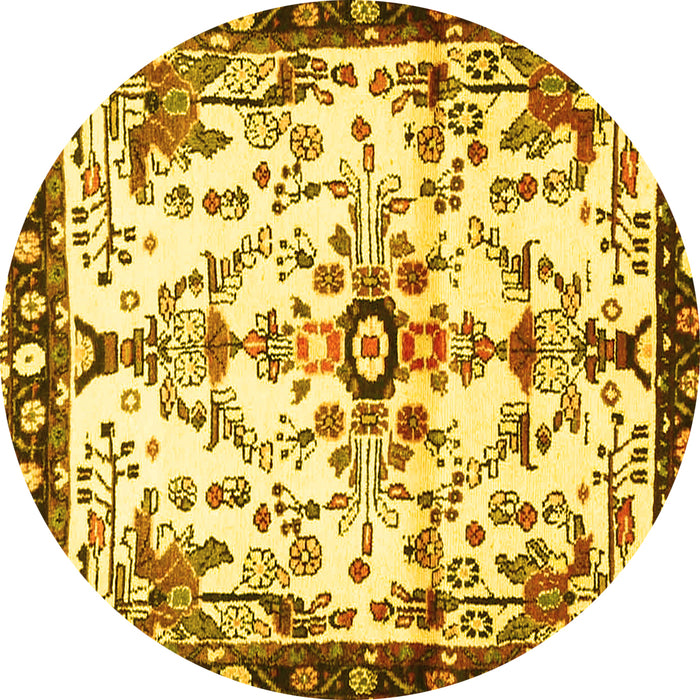 Round Machine Washable Animal Yellow Traditional Rug, wshtr4343yw
