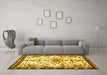 Machine Washable Animal Yellow Traditional Rug in a Living Room, wshtr4343yw