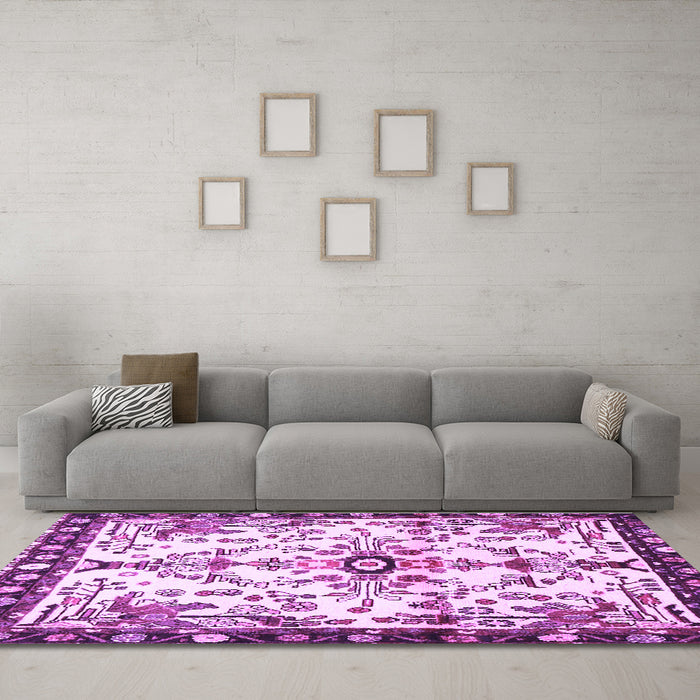 Machine Washable Animal Purple Traditional Area Rugs in a Living Room, wshtr4343pur