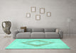 Machine Washable Persian Turquoise Traditional Area Rugs in a Living Room,, wshtr4344turq