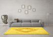 Machine Washable Persian Yellow Traditional Rug in a Living Room, wshtr4344yw