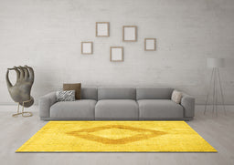 Machine Washable Persian Yellow Traditional Rug in a Living Room, wshtr4344yw