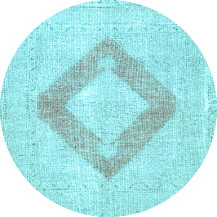 Round Machine Washable Persian Light Blue Traditional Rug, wshtr4344lblu