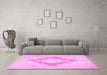 Machine Washable Persian Pink Traditional Rug in a Living Room, wshtr4344pnk