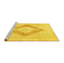 Sideview of Machine Washable Persian Yellow Traditional Rug, wshtr4344yw