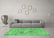 Machine Washable Persian Emerald Green Traditional Area Rugs in a Living Room,, wshtr4345emgrn