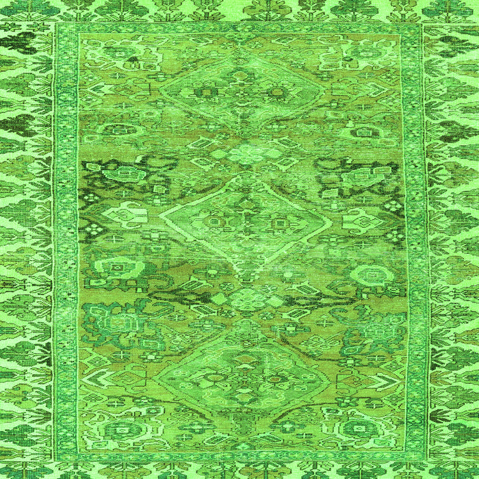 Round Machine Washable Persian Green Traditional Area Rugs, wshtr4345grn