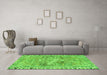 Machine Washable Persian Green Traditional Area Rugs in a Living Room,, wshtr4345grn