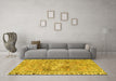 Machine Washable Persian Yellow Traditional Rug in a Living Room, wshtr4345yw