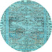 Round Persian Light Blue Traditional Rug, tr4345lblu