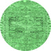 Round Persian Emerald Green Traditional Rug, tr4345emgrn