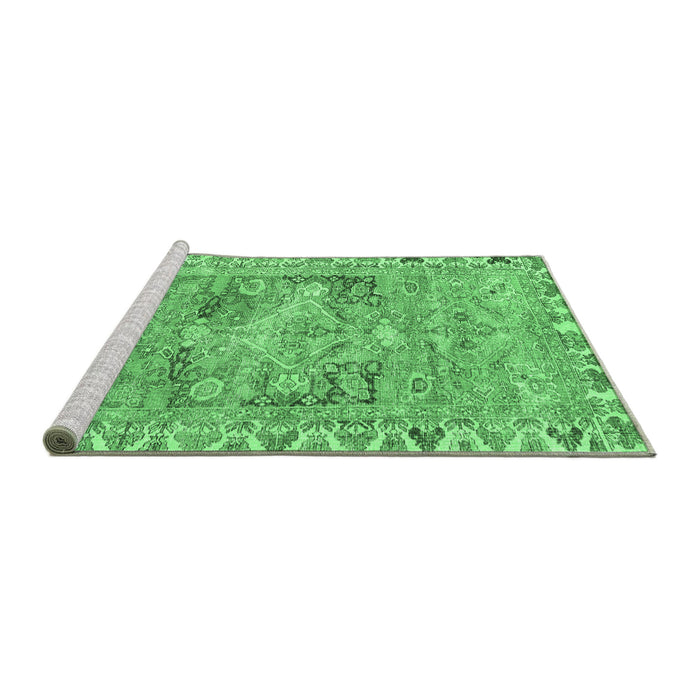 Sideview of Machine Washable Persian Emerald Green Traditional Area Rugs, wshtr4345emgrn