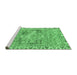 Sideview of Machine Washable Persian Emerald Green Traditional Area Rugs, wshtr4345emgrn