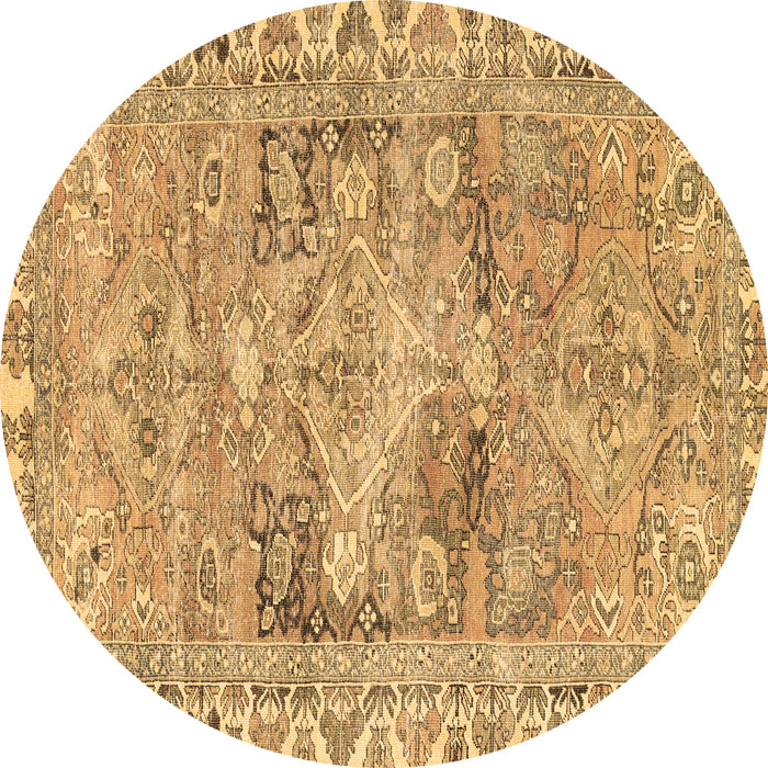 Round Persian Brown Traditional Rug, tr4345brn