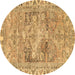 Round Persian Brown Traditional Rug, tr4345brn