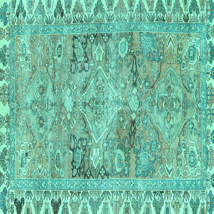 Square Machine Washable Persian Turquoise Traditional Area Rugs, wshtr4345turq