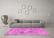 Machine Washable Persian Pink Traditional Rug in a Living Room, wshtr4345pnk