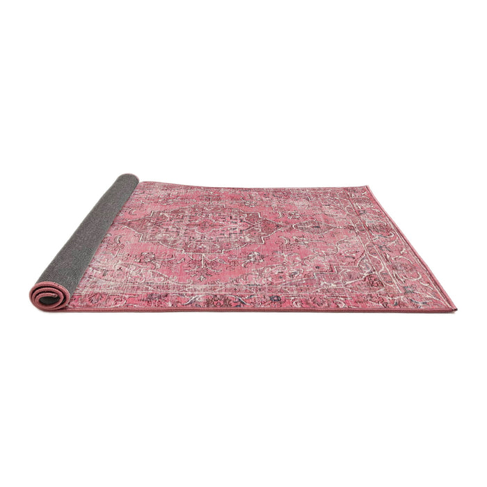 Sideview of Traditional Dark Pink Medallion Rug, tr4346
