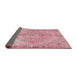 Sideview of Traditional Dark Pink Medallion Rug, tr4346