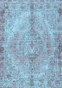 Medallion Light Blue Traditional Rug, tr4346lblu