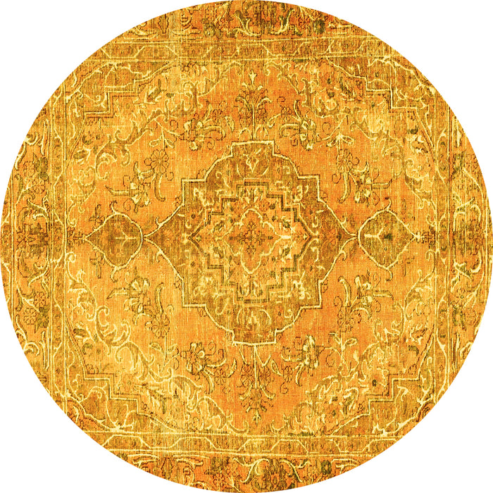 Round Medallion Yellow Traditional Rug, tr4346yw