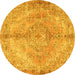 Round Medallion Yellow Traditional Rug, tr4346yw