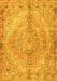Machine Washable Medallion Yellow Traditional Rug, wshtr4346yw