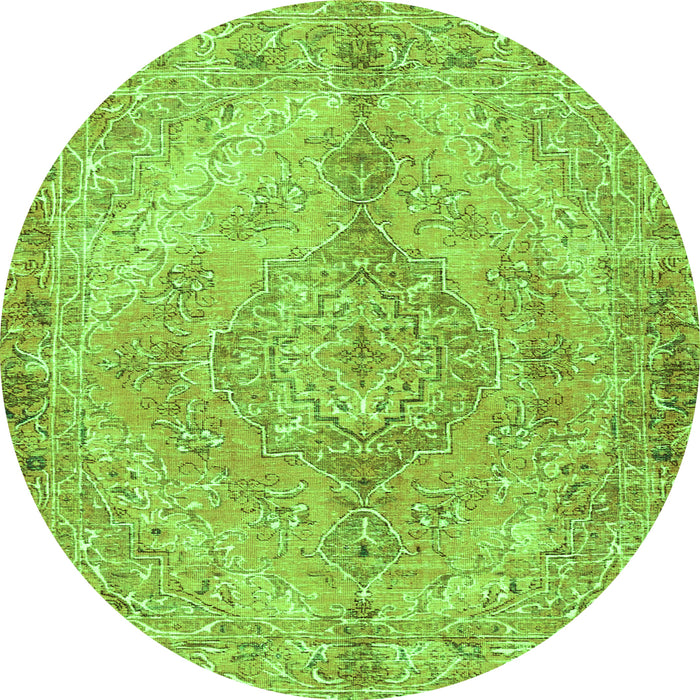 Machine Washable Medallion Green Traditional Area Rugs, wshtr4346grn