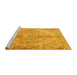 Sideview of Machine Washable Medallion Yellow Traditional Rug, wshtr4346yw