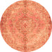 Square Medallion Orange Traditional Rug, tr4346org