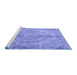 Sideview of Machine Washable Medallion Blue Traditional Rug, wshtr4346blu